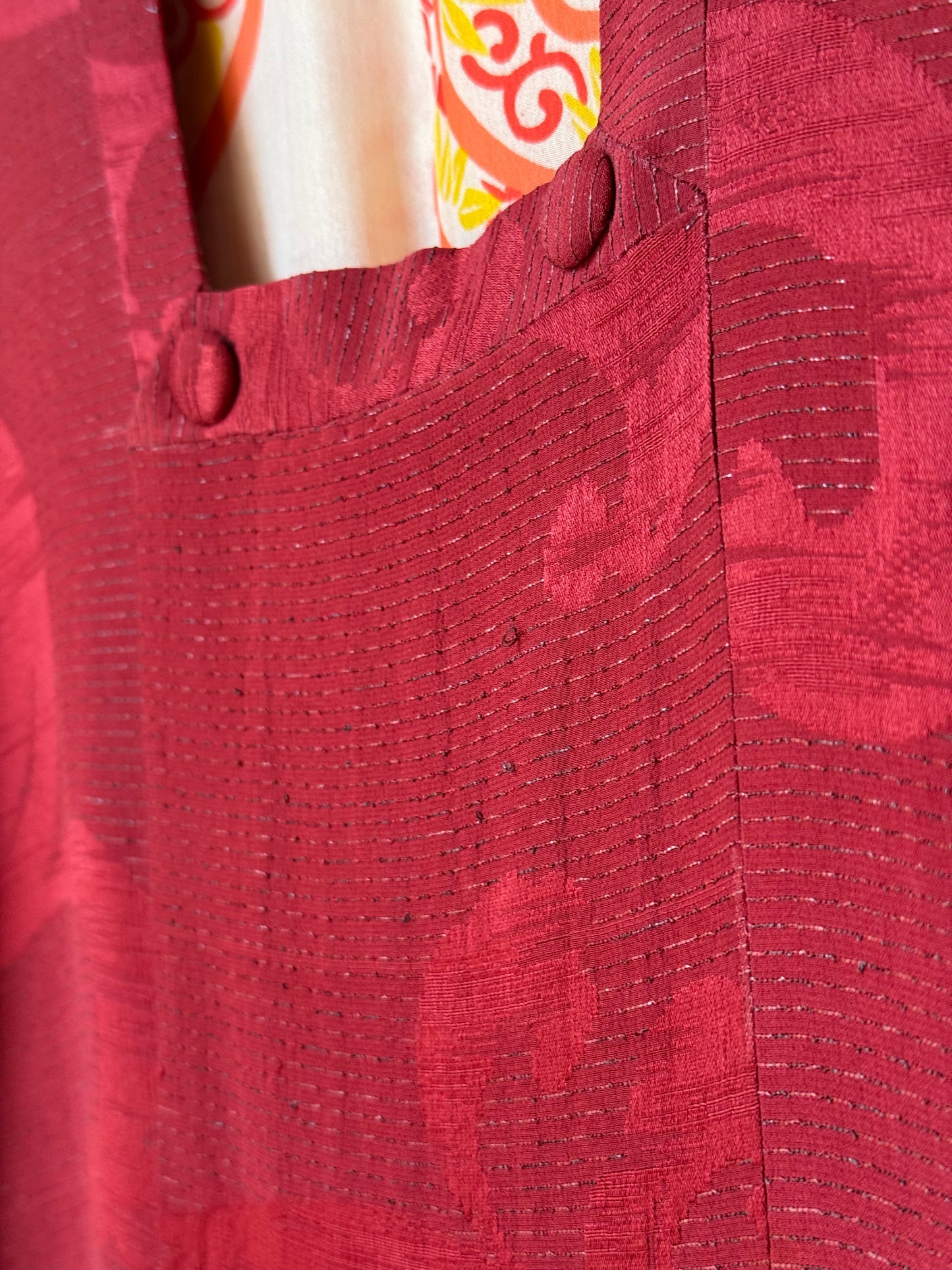 Deep Red Haori w/ Cream & Orange Lining