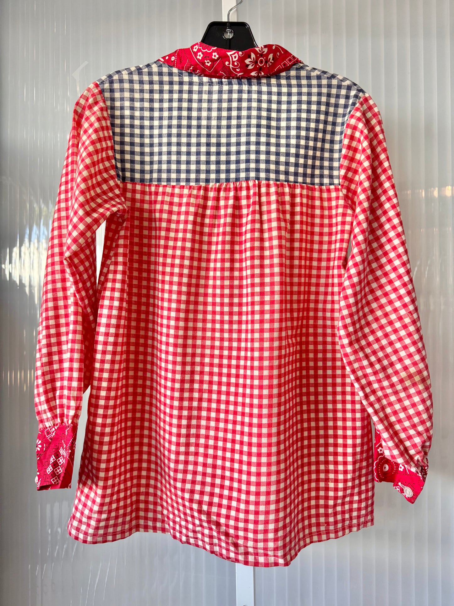 1970s Red & Blue Gingham Button Up Shirt