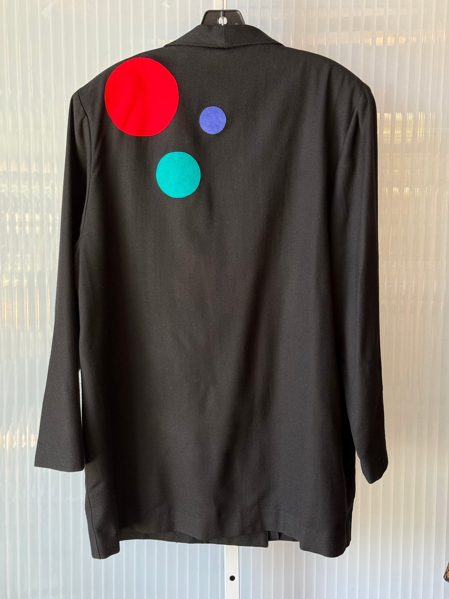 1980s Black Blazer w/ Rainbow Spot Appliques