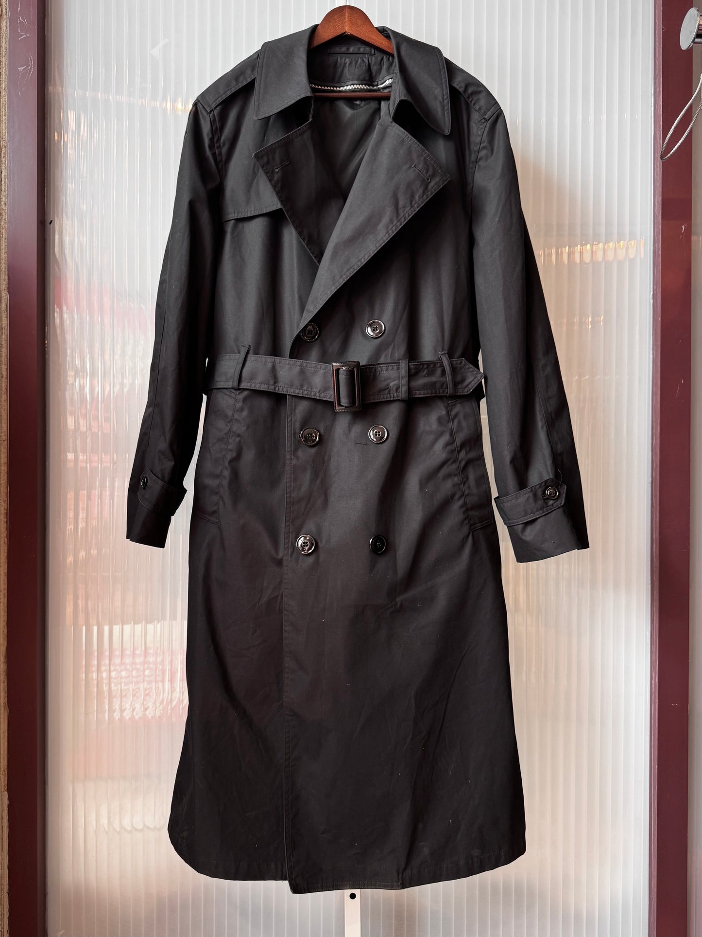 1990s Military Black Trench Coat
