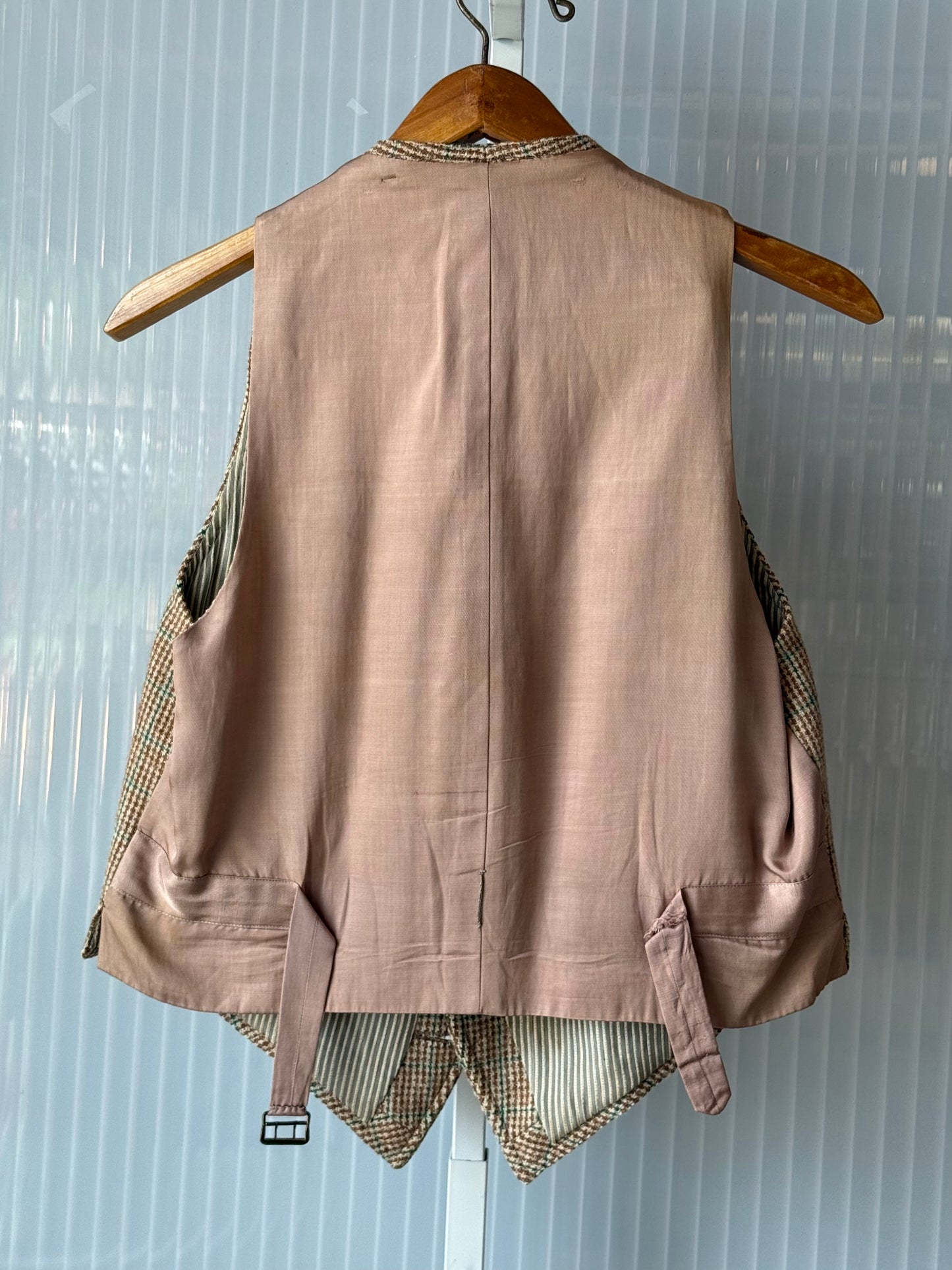 1970s Cream & Green Wool Tweed Suit Set