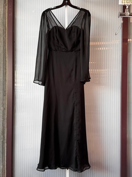 2000s Elegant Black Sheer Layered Gown