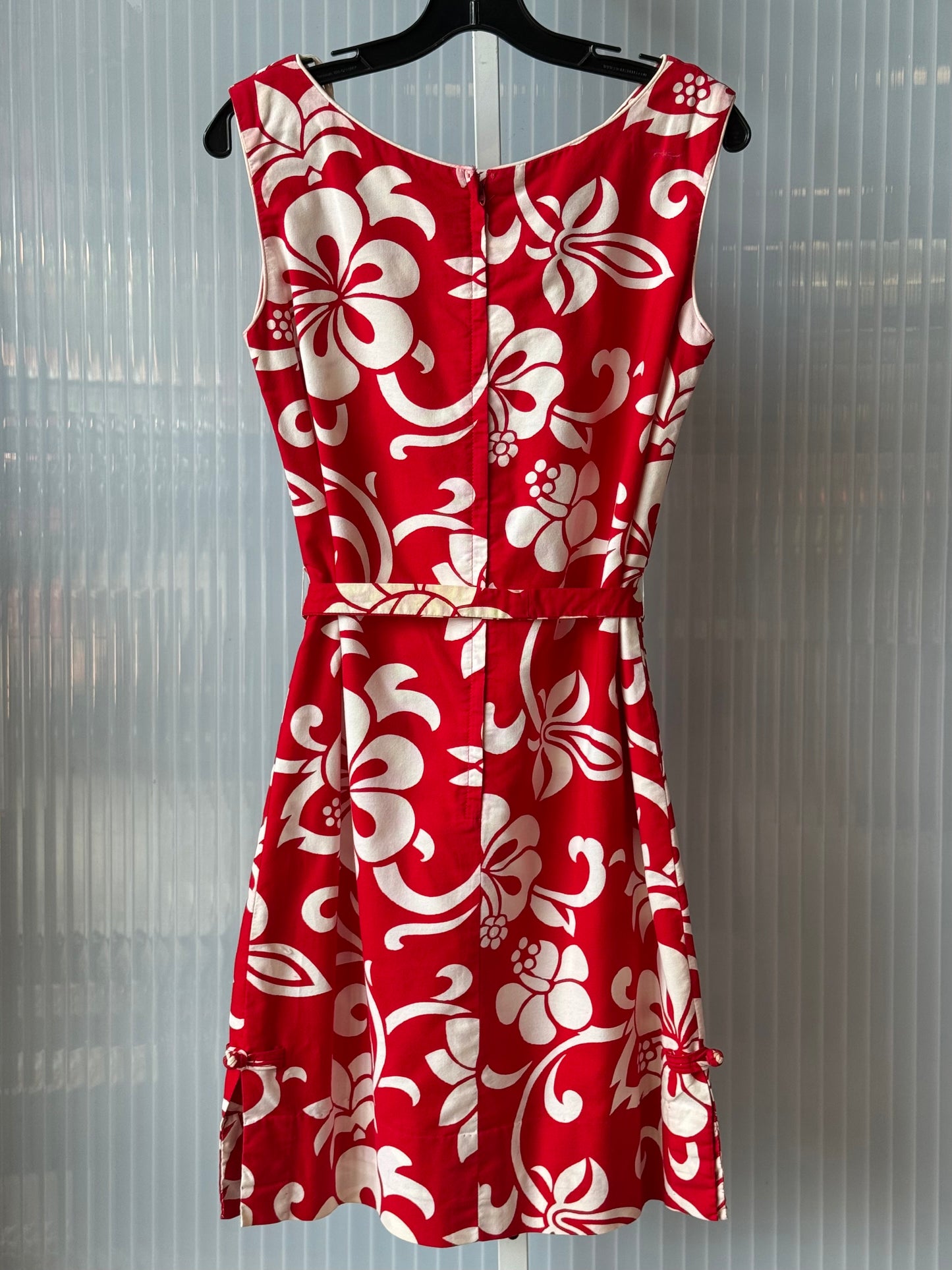 1960s Hawaiian Red & White Mod Dress