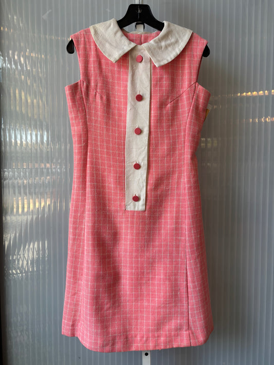 1960s Pink and White Checked Mod Dress