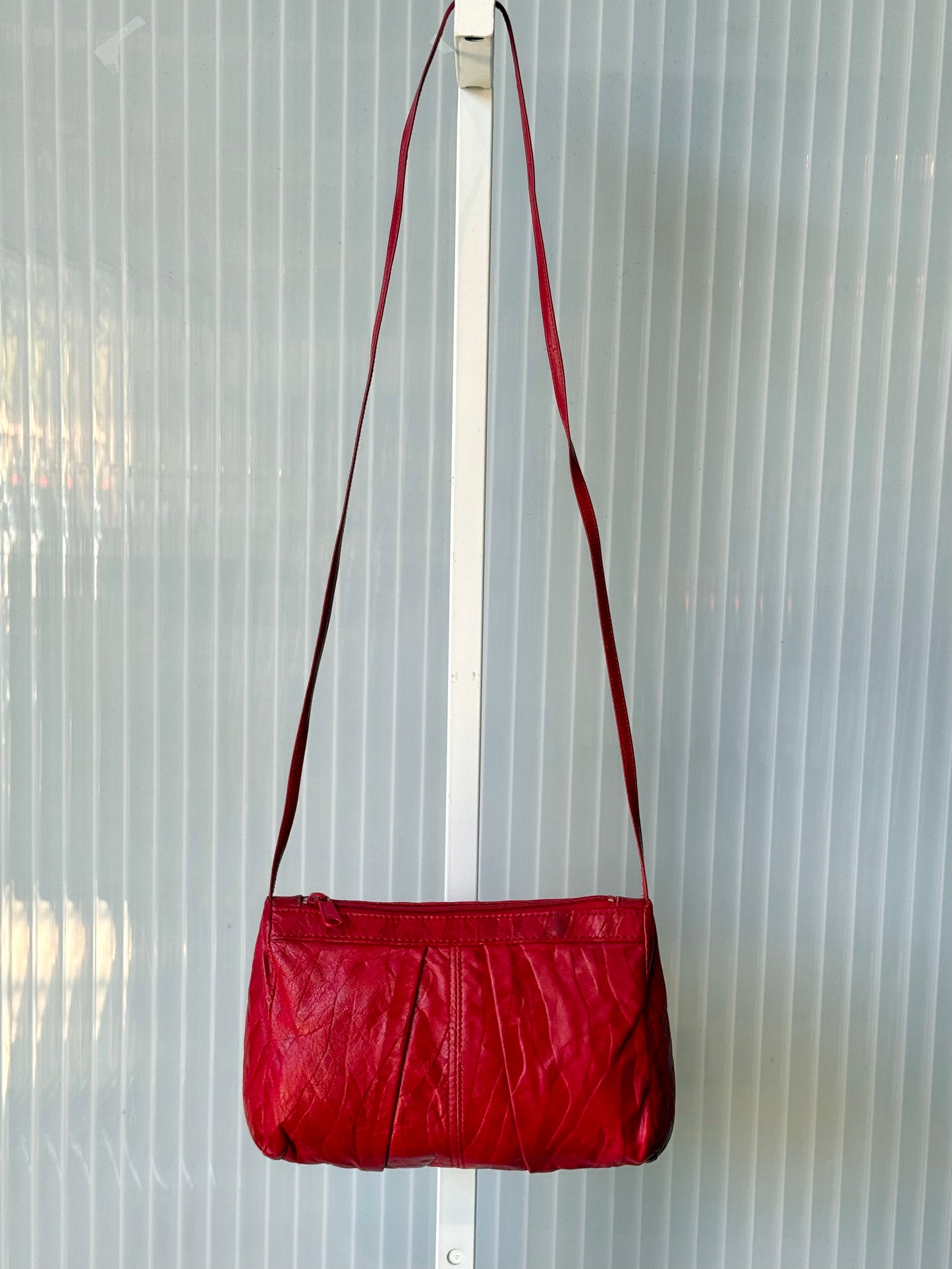 Red Eel Skin Zebra Print Embossed Bag