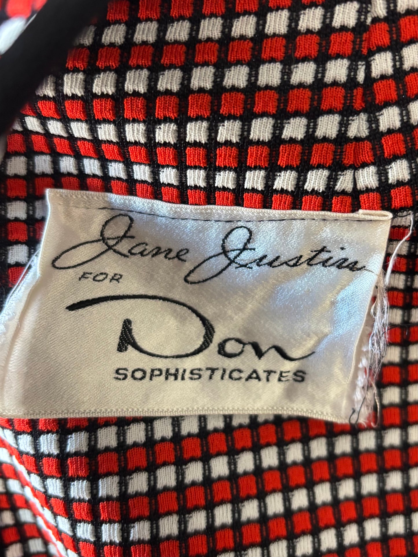 60s/70s Red and Black V-Neck Jumper Dress