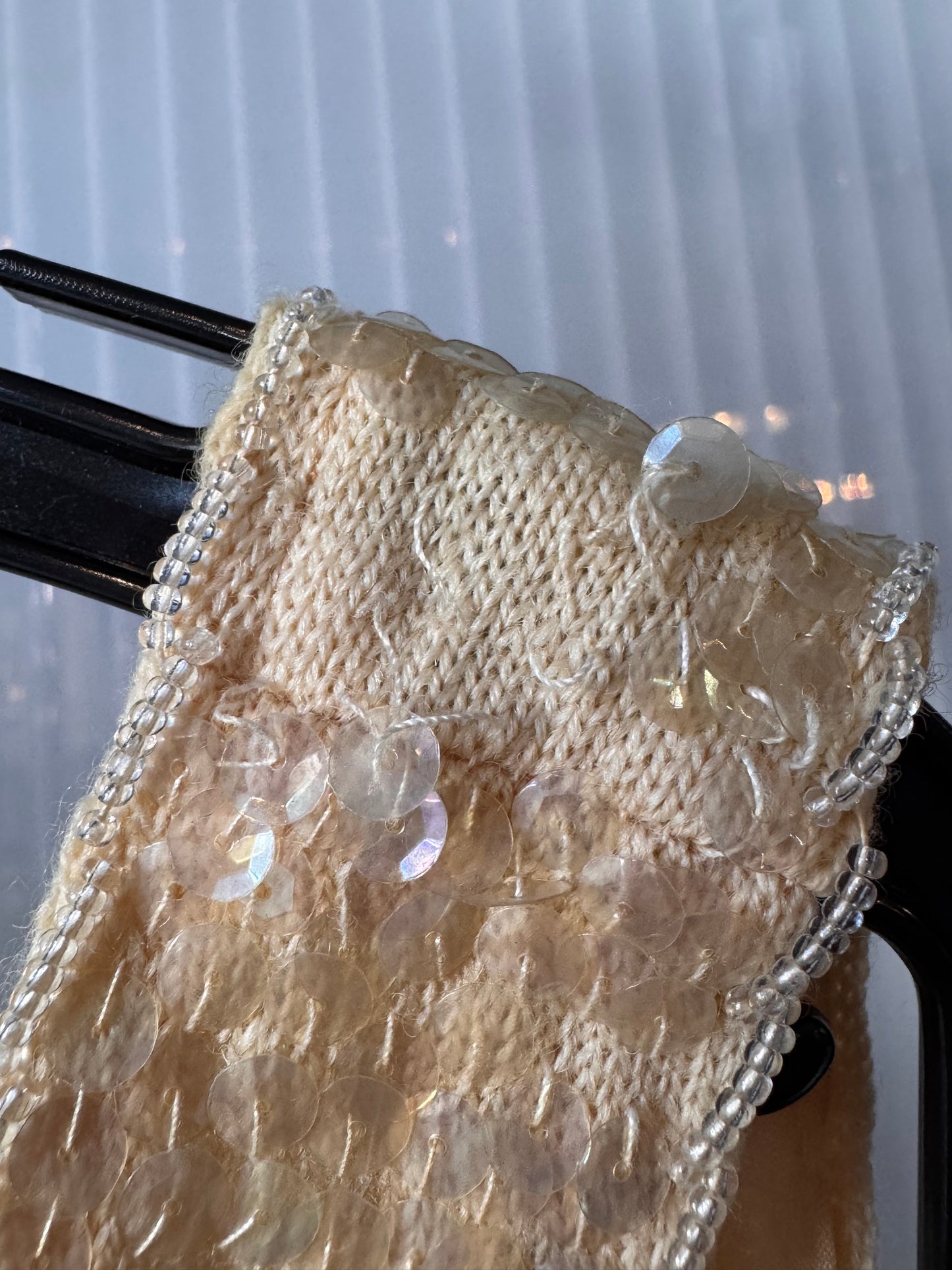 1980s Cream Wool Knit Sequin Tank Top