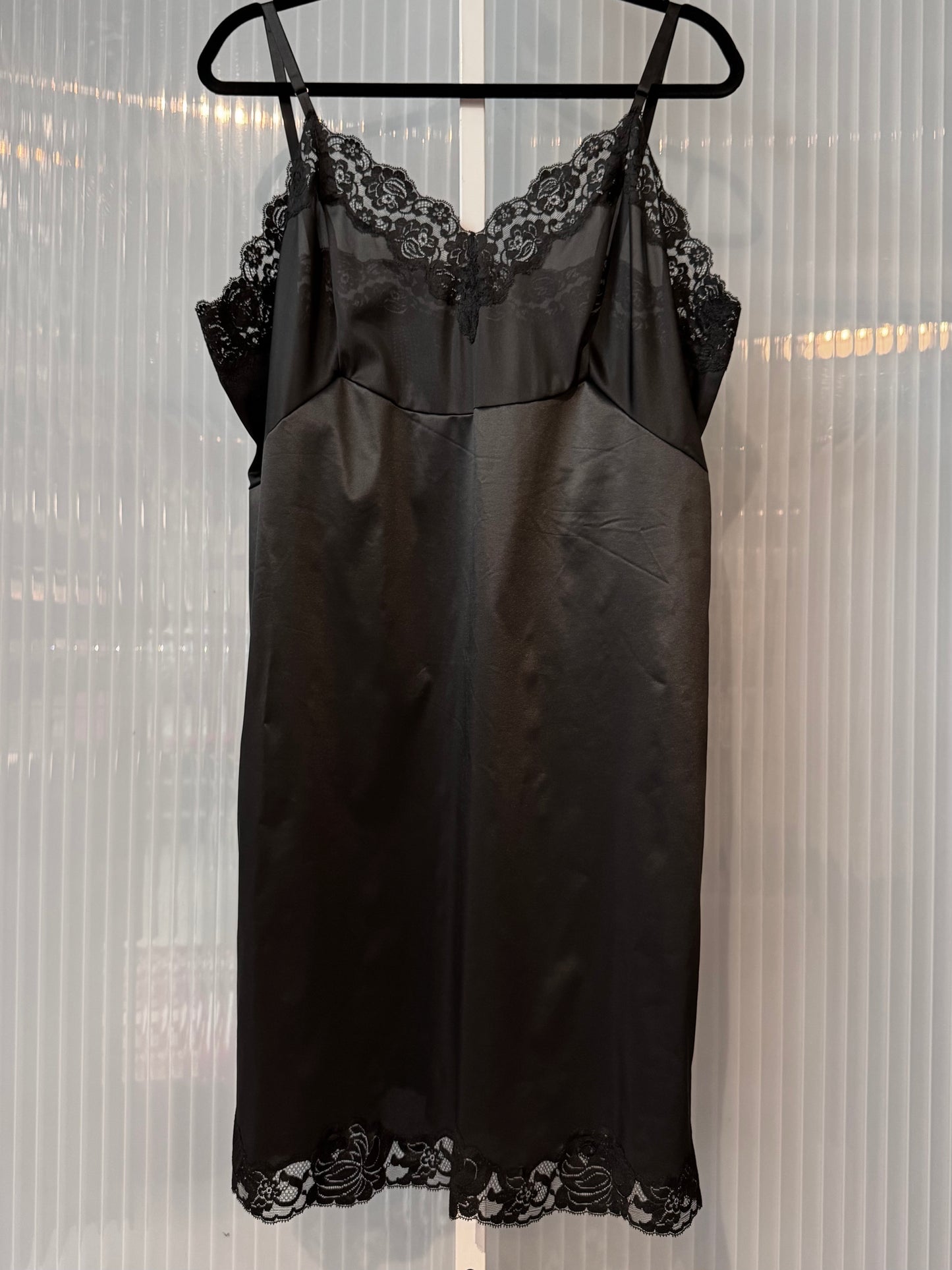 1960s Black Slip with Floral Lace Trim