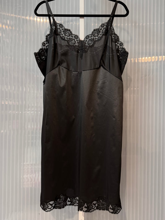 1960s Black Slip with Floral Lace Trim