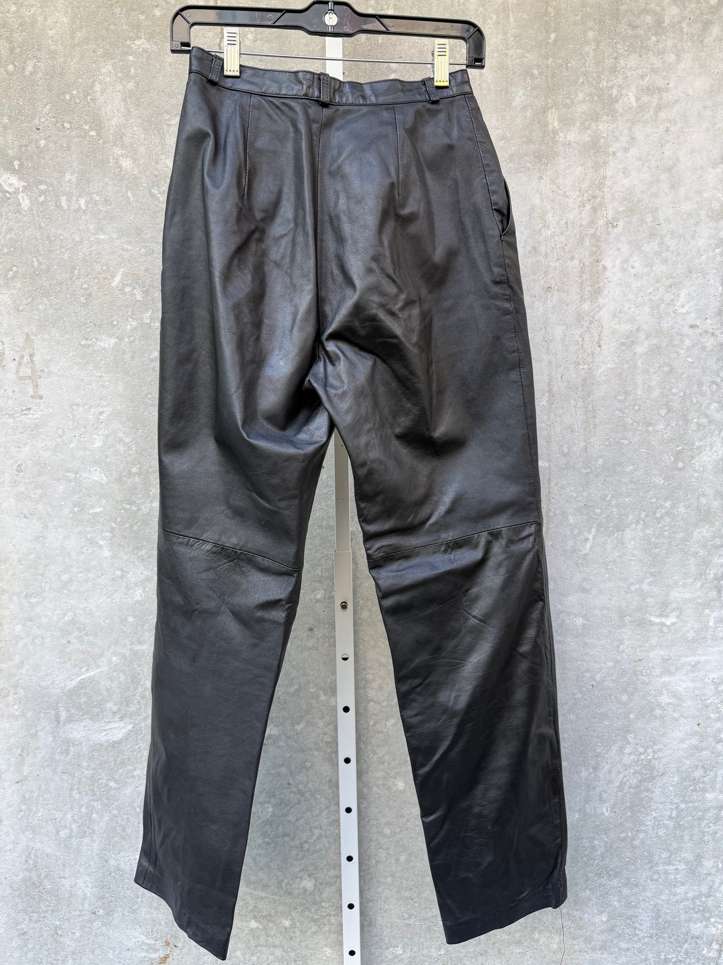 1980s Black Leather Pleated Pants