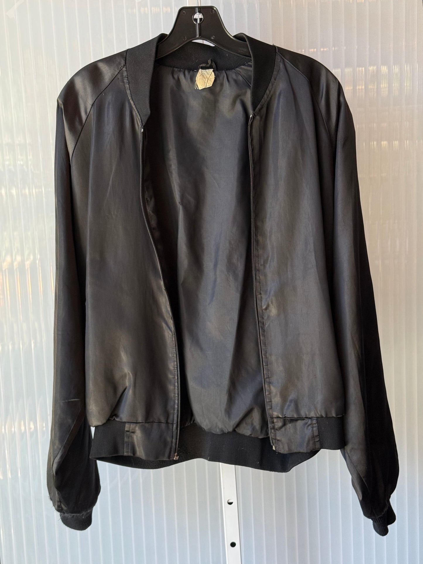 1980s Black Satin "Dodge Boys" Bomber Jacket