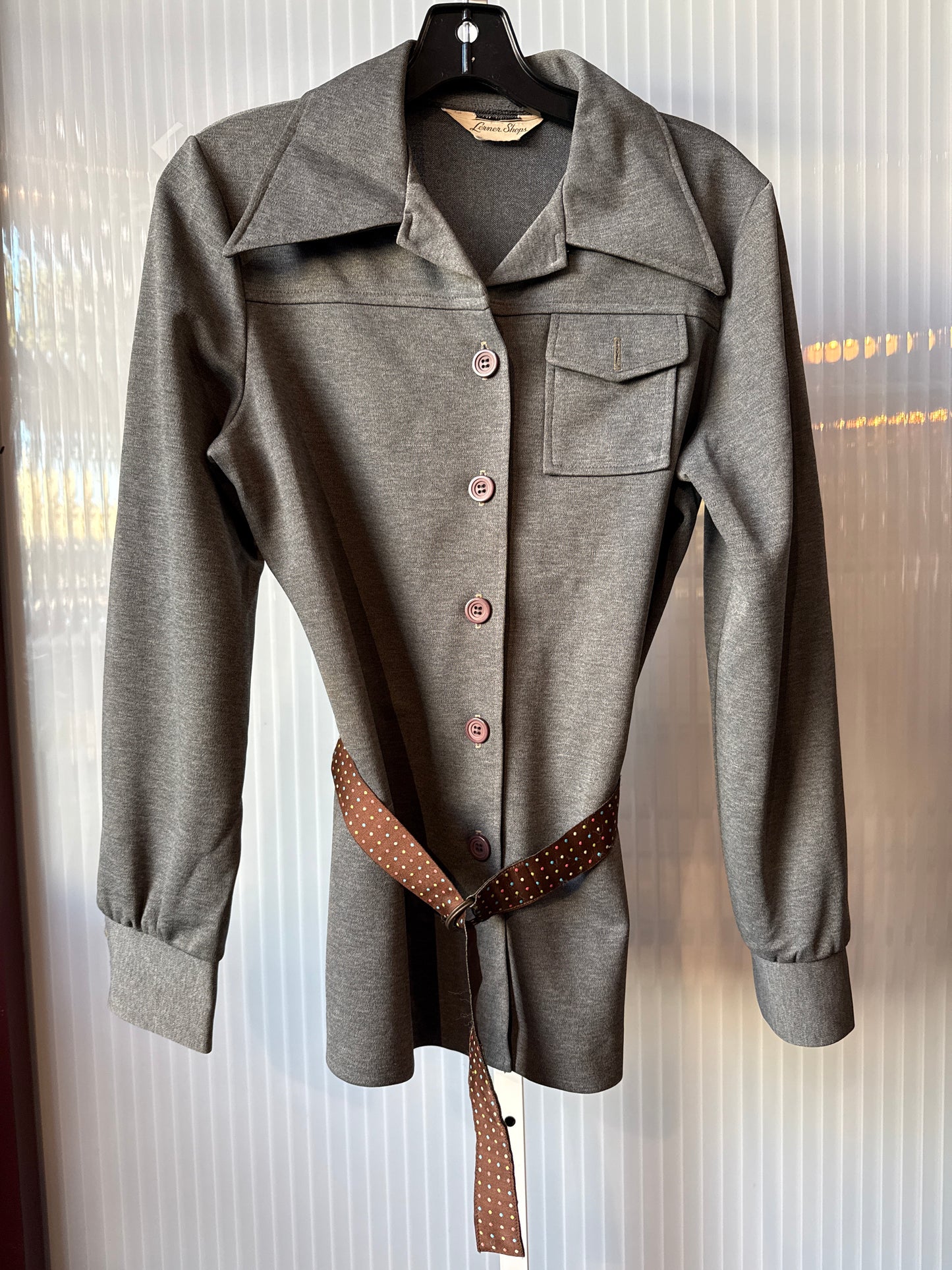 1970s Grey Button Up Blouse