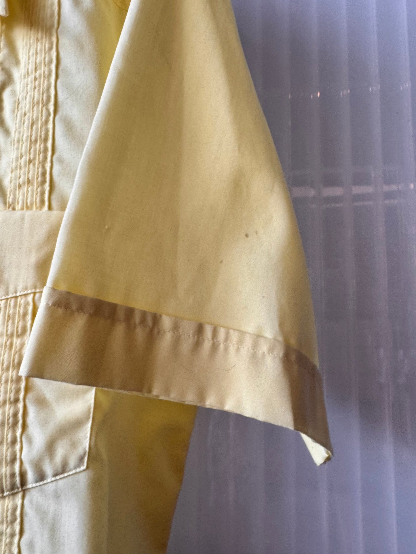 1970s Pastel Yellow Guayabera Button-Up Shirt