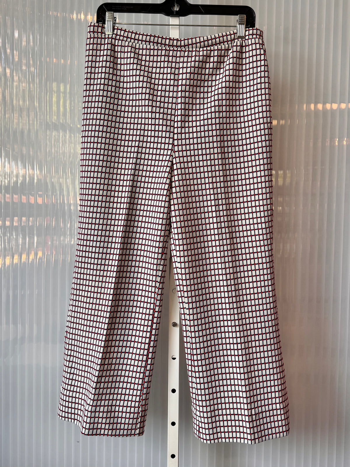 1970s White Red & Blue Polyknit Pants