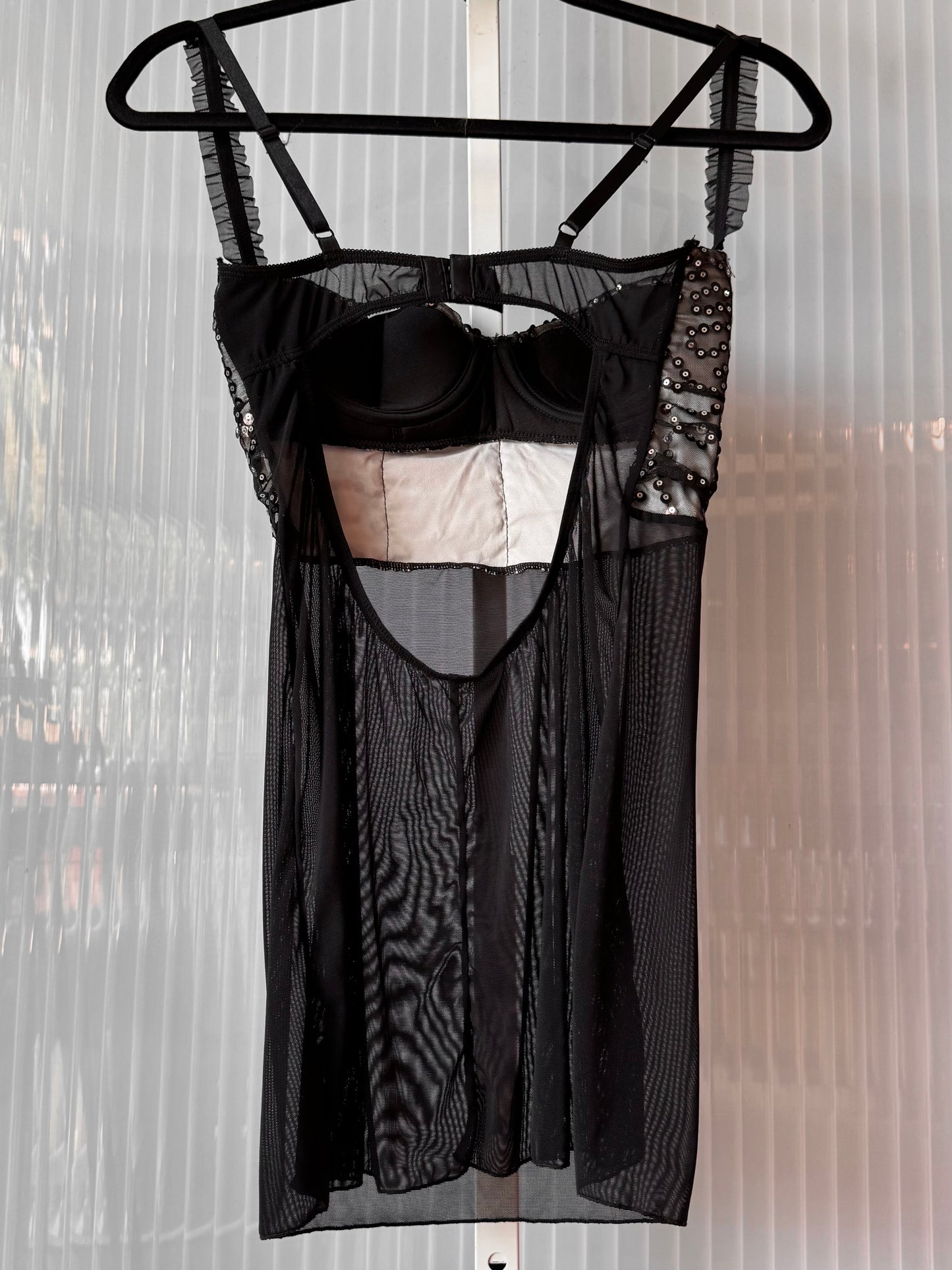Y2K Fredericks of Hollywood Black & Silver Sequin Lingerie
