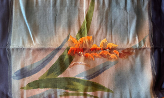 Blue & Orange Floral Obi