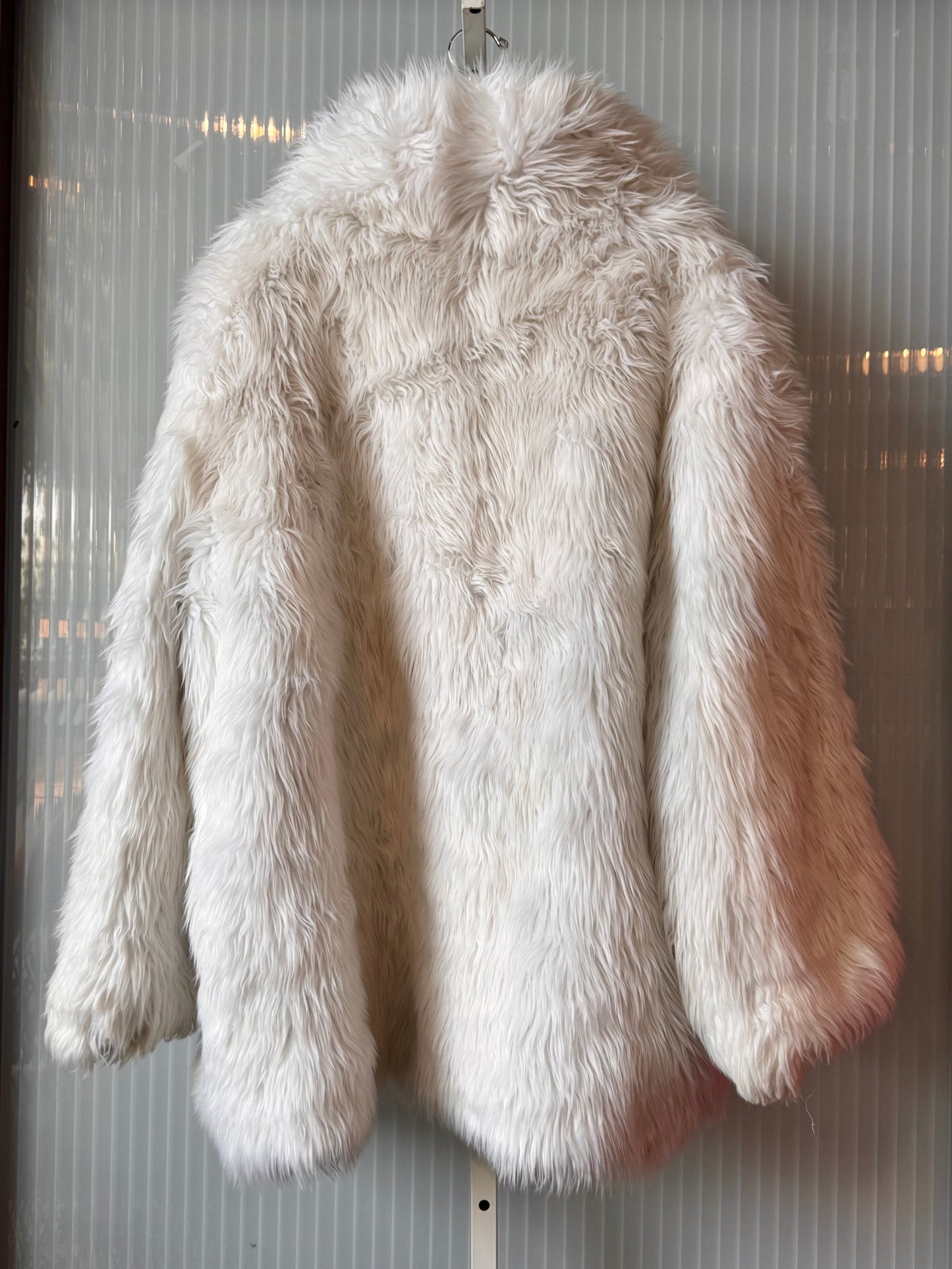 1990s White Faux Fur Rave Coat