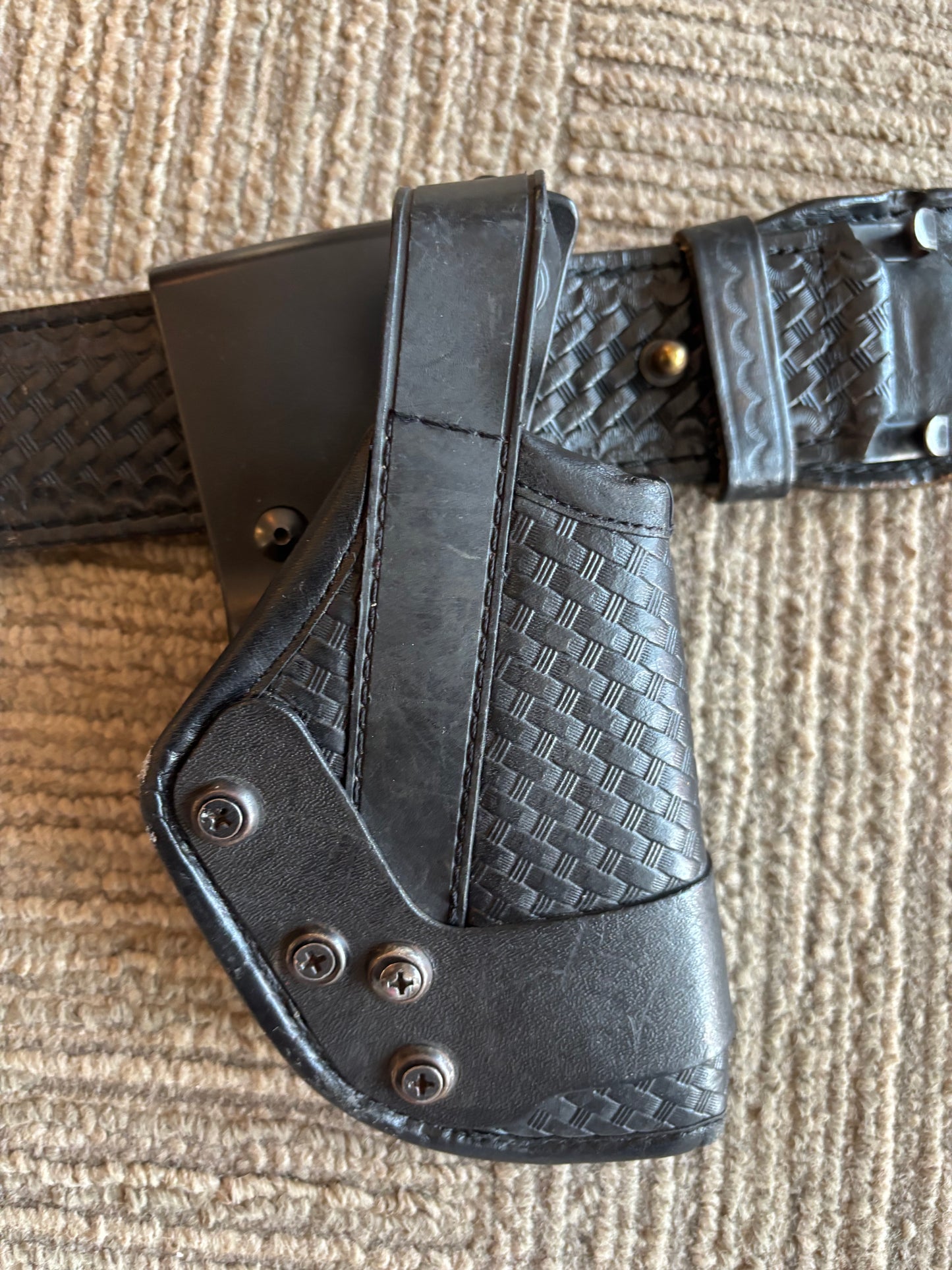 Authentic Black Leather Police Officers Belt w/ Accessories