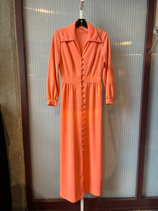 1960s Peachy Dream Hostess Dress