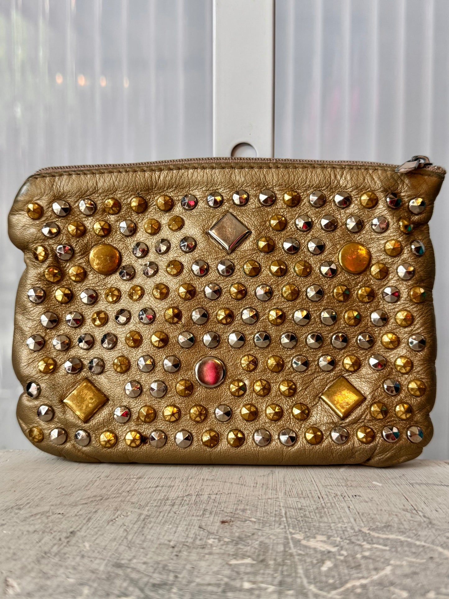 Y2K Gold & Silver Studded Makeup Bag