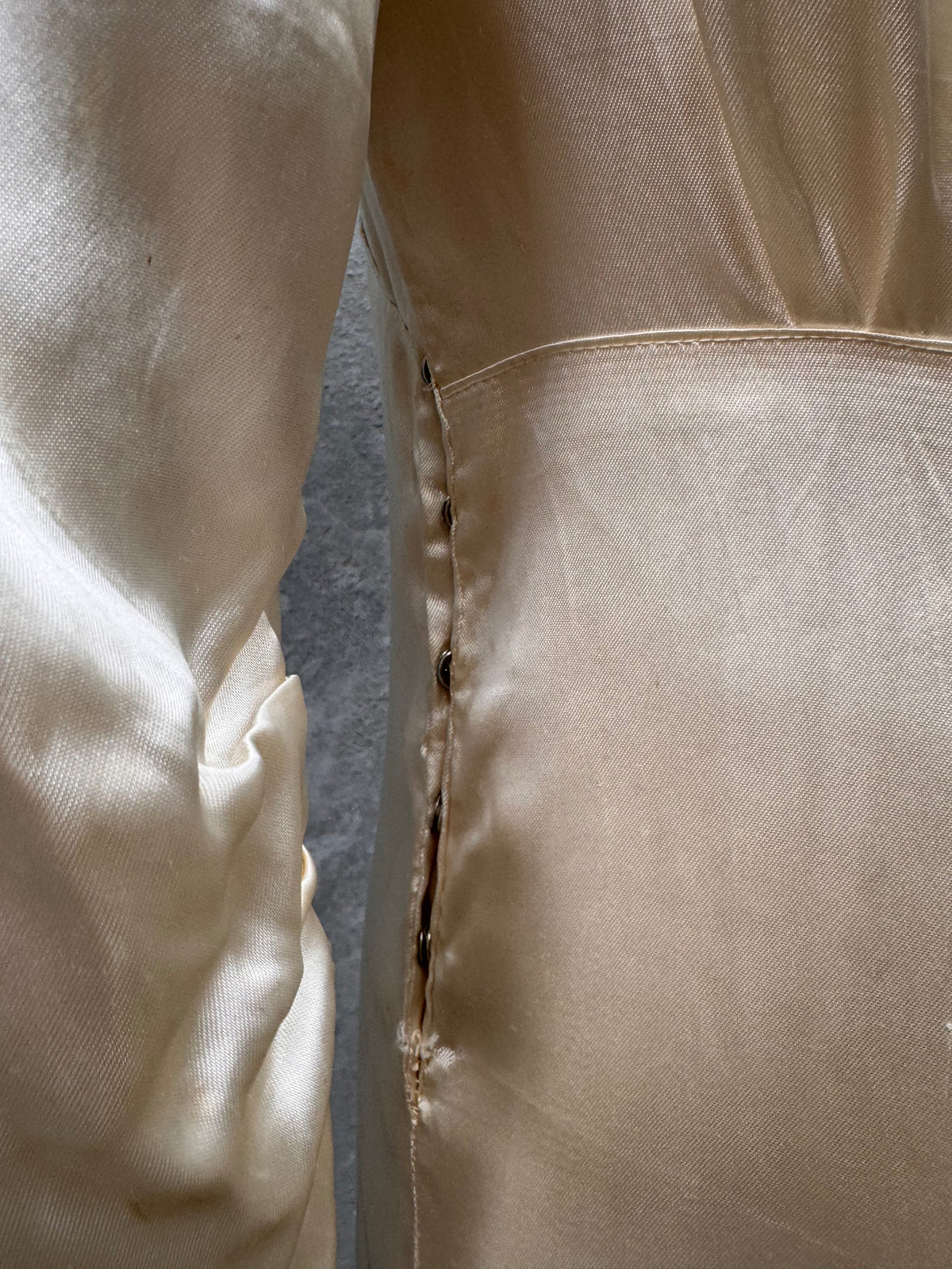 1940s Cream Liquid Satin Bias-Cut Wedding Dress