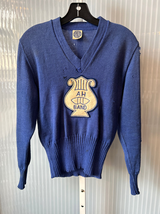 1950s "AH Band" Blue School Sweater