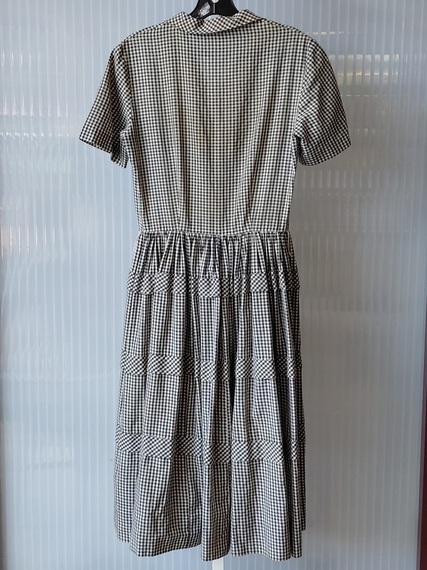1960s Gingham Shirtwaist Tiered Dress