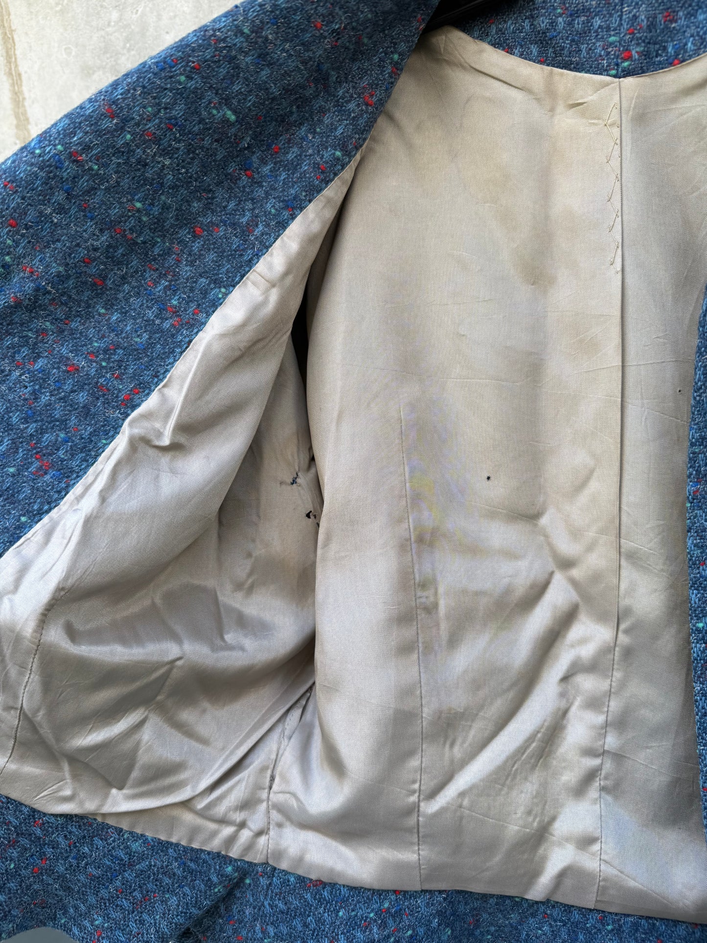 1970s Blue Wool Dolman Blazer w/ Resin Buttons