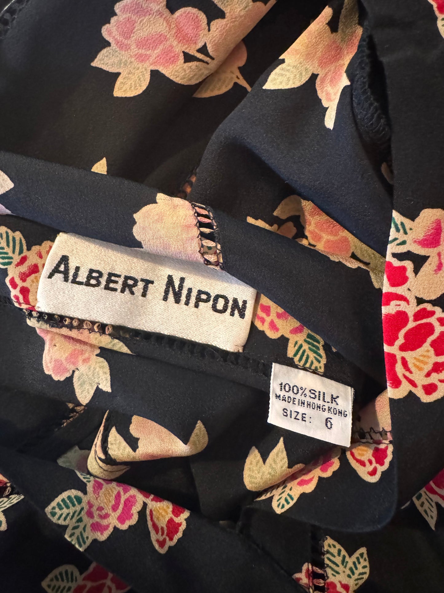 1980s Black & Red Floral Dress