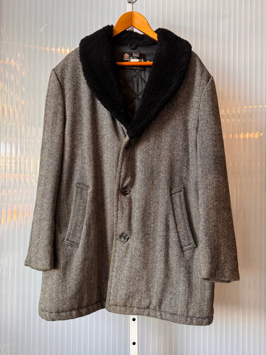 1960s Sears Black & White Herringbone Coat