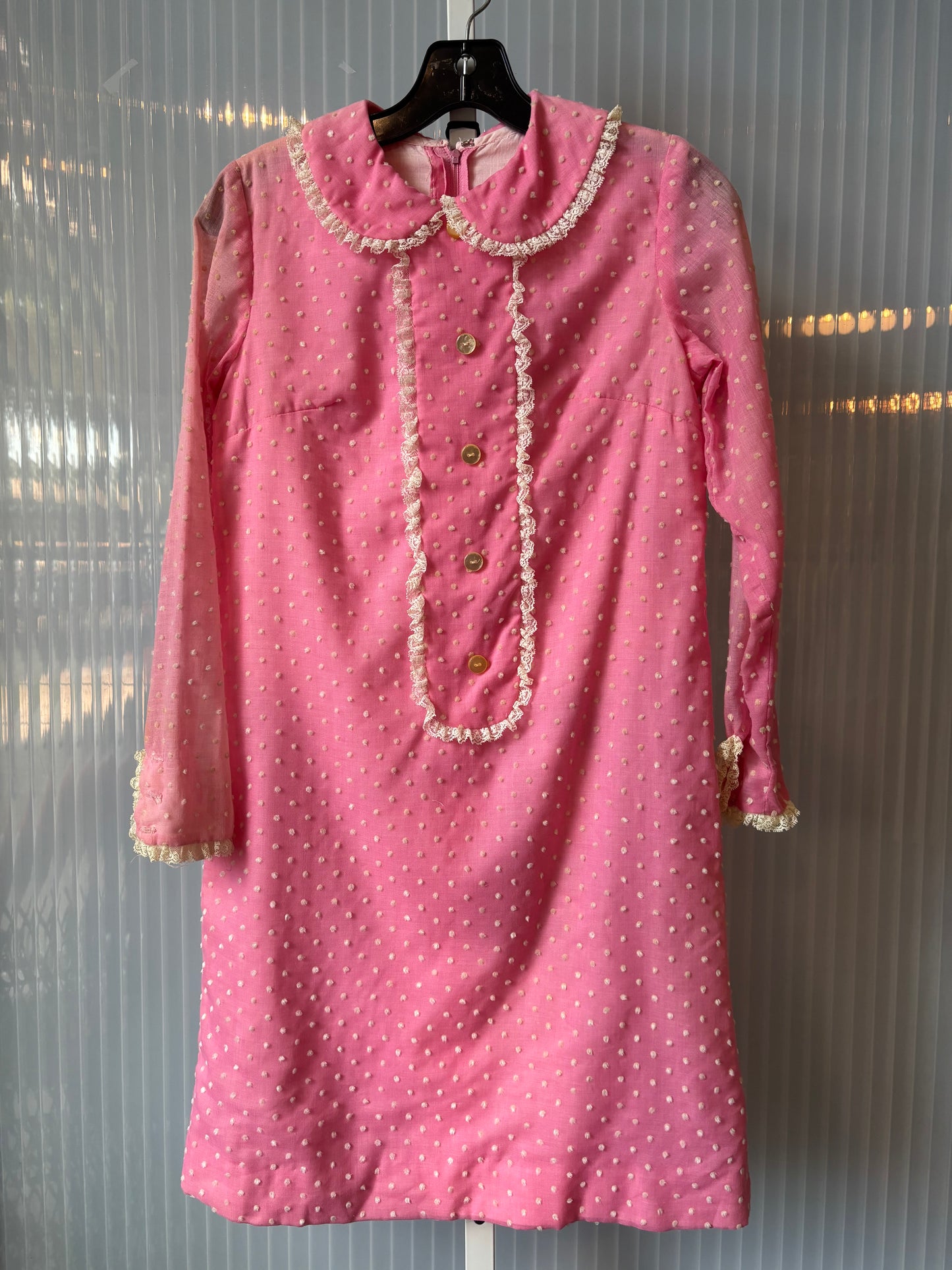 1960s Pink Peter-Pan Collar Polka Dot Dress