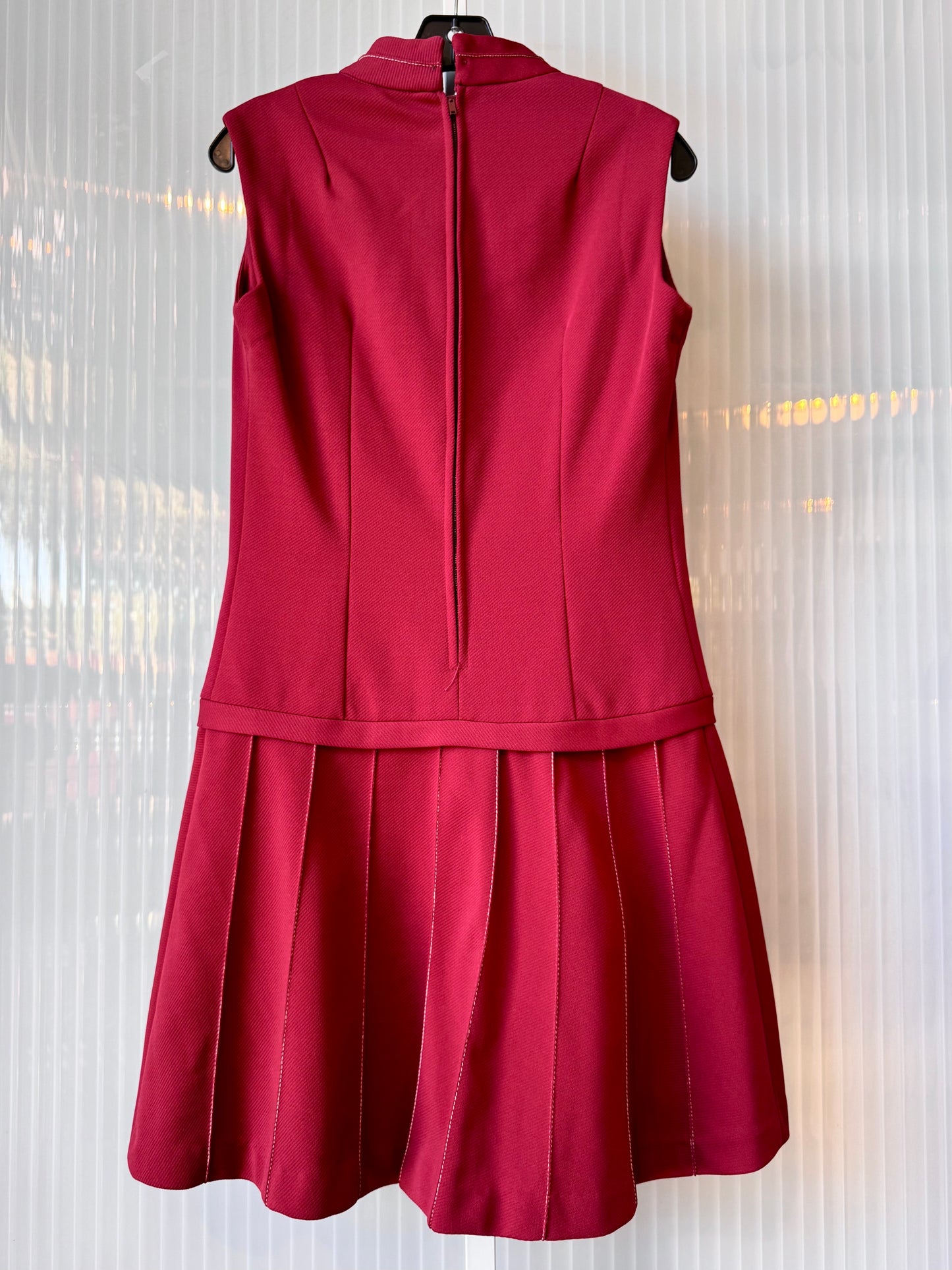 1960s Does 20s Raspberry Red Sleeveless Dress