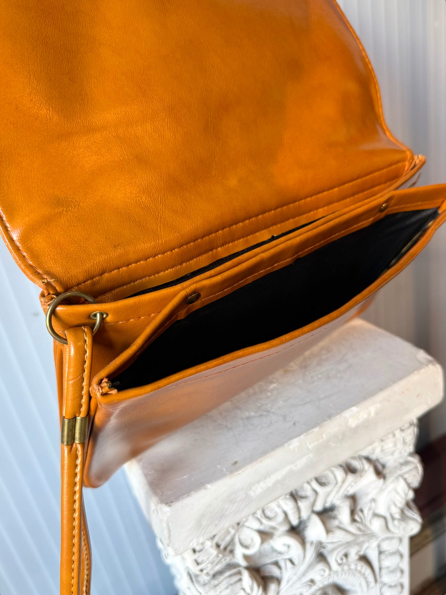 Camel Tan Pleather Wristlet Clutch