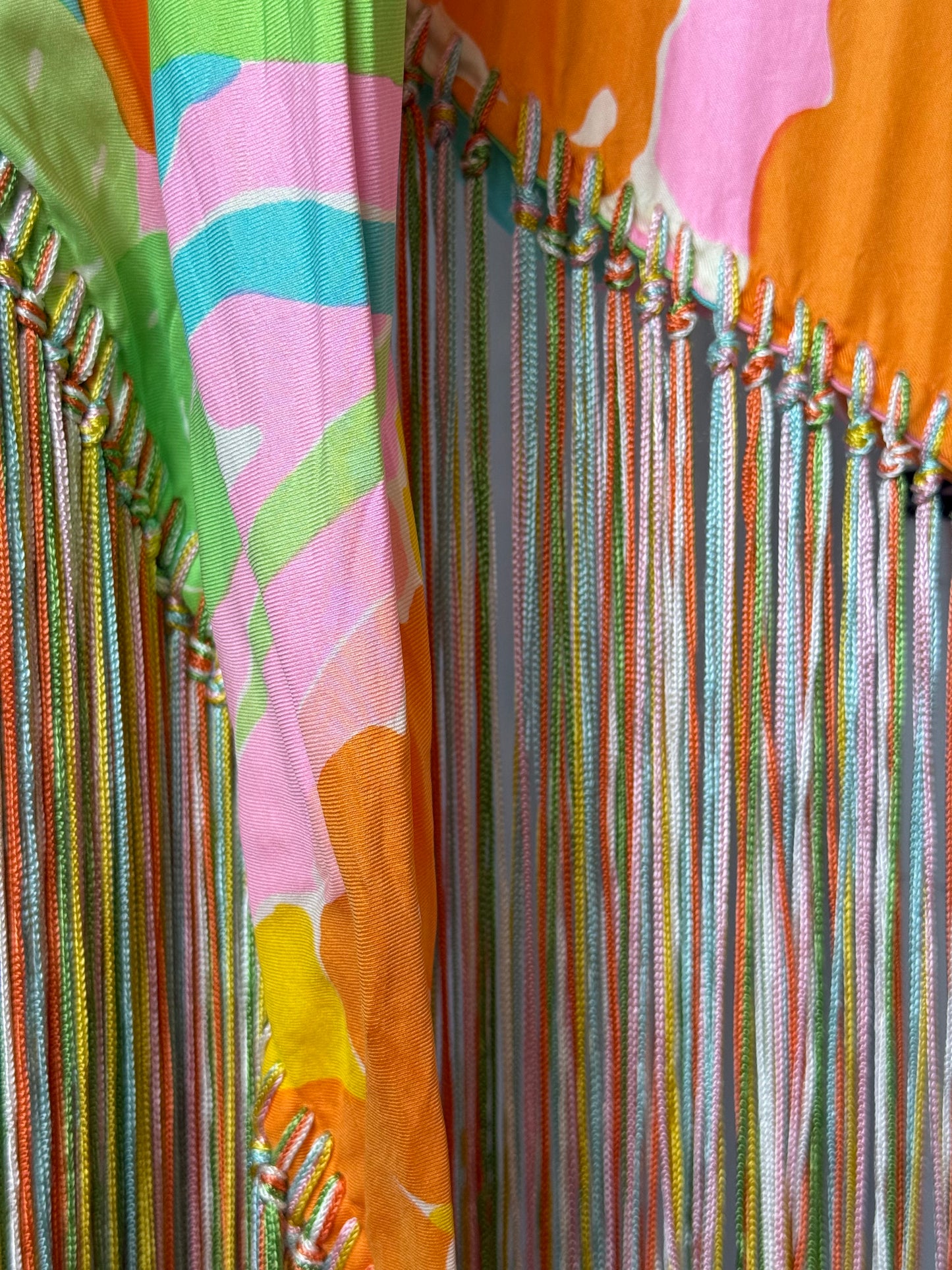 1960s Floral Fringe Hippie Shawl