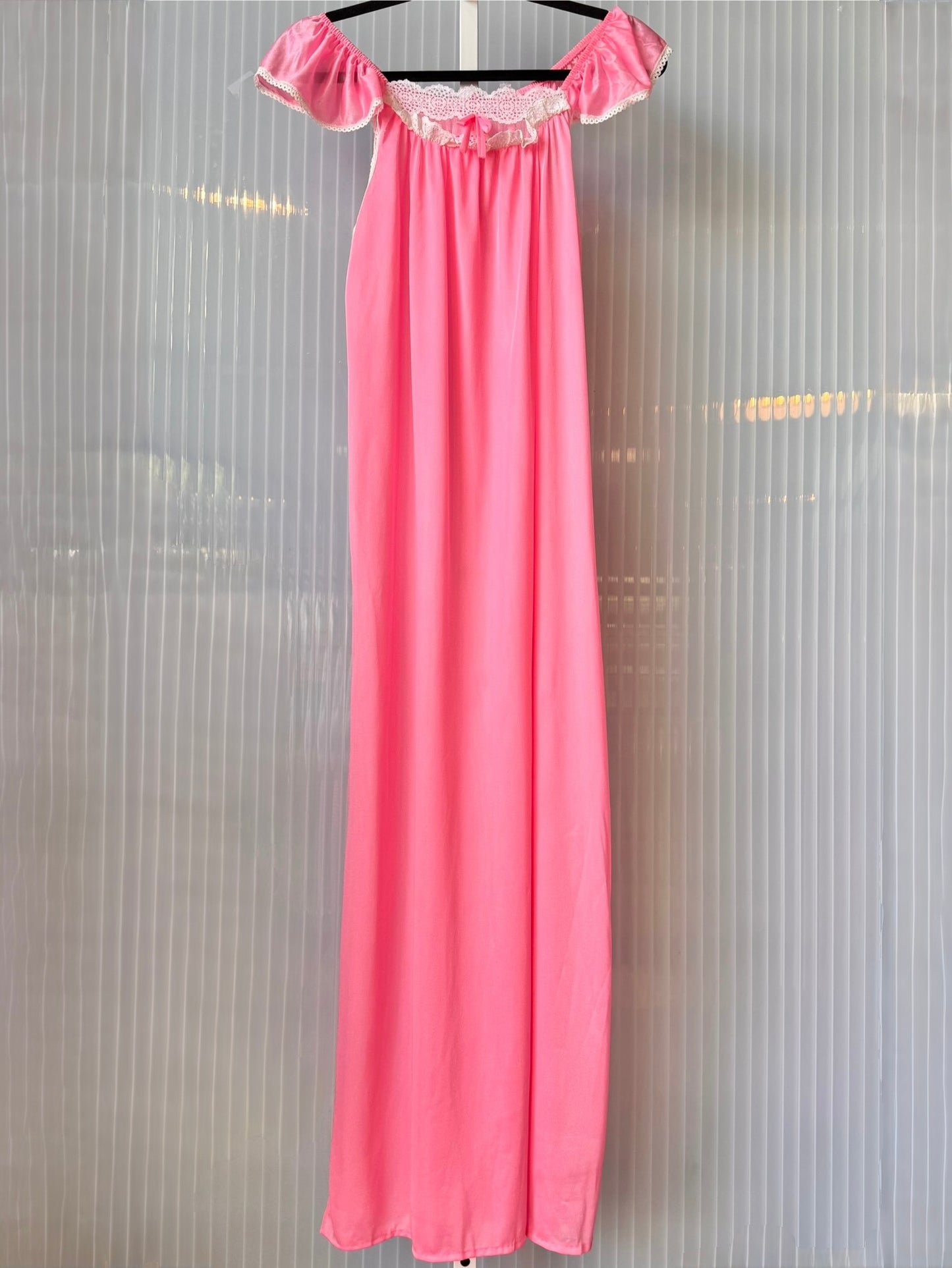 Pink Night Gown with White Lace