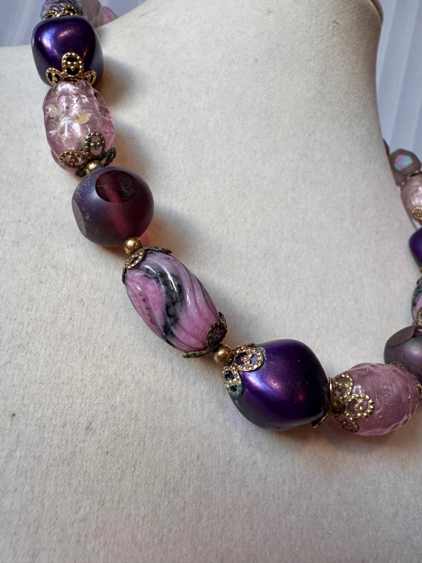 1950s Coro Purple Glass Bead Choker Necklace