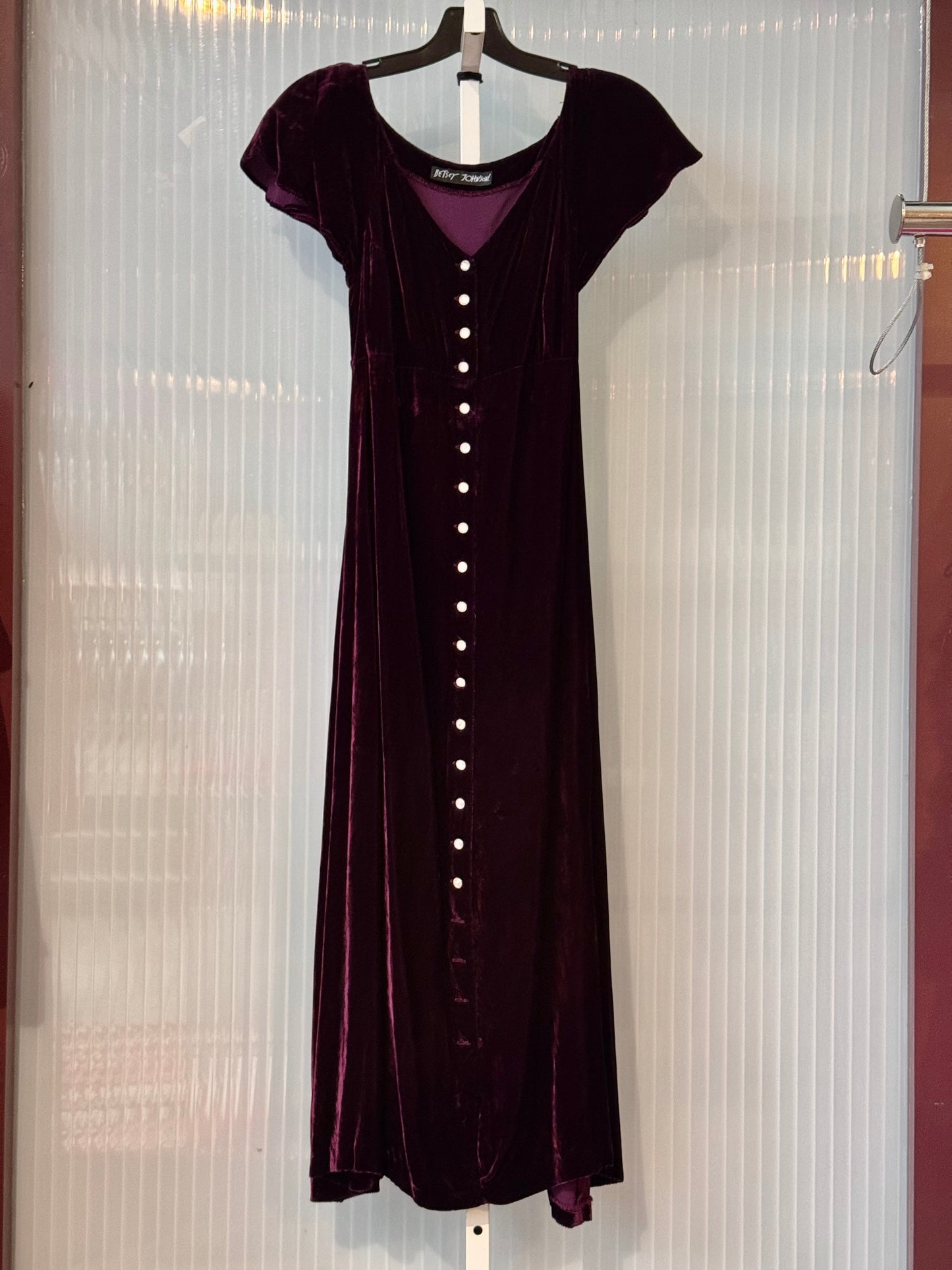1990s Betsey Johnson Eggplant Purple Velvet Dress