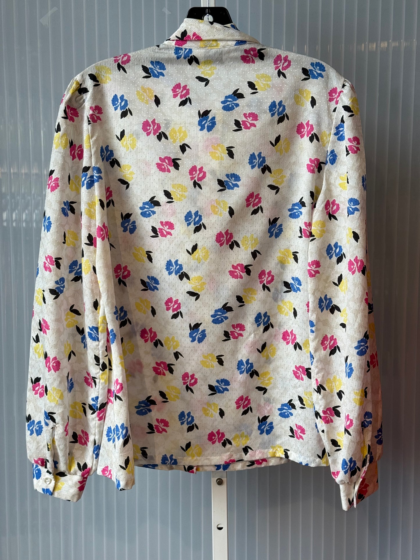 1980s Pussy Bow Blouse with Primary Floral Print