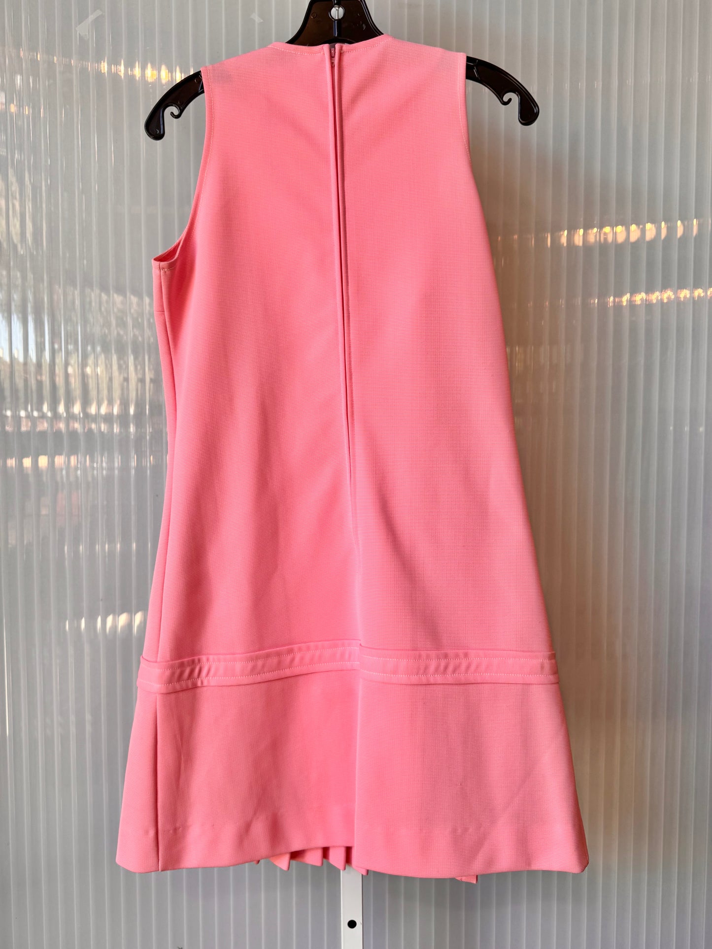 1960s Pink Sleeveless Drop-Waist Pleated Dress