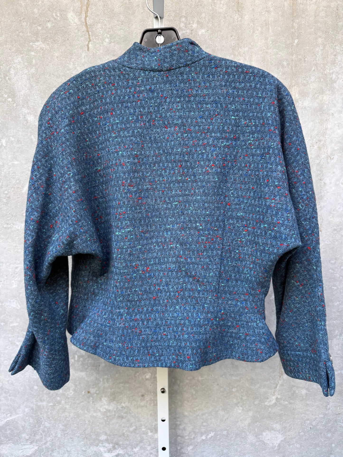 1970s Blue Wool Dolman Blazer w/ Resin Buttons