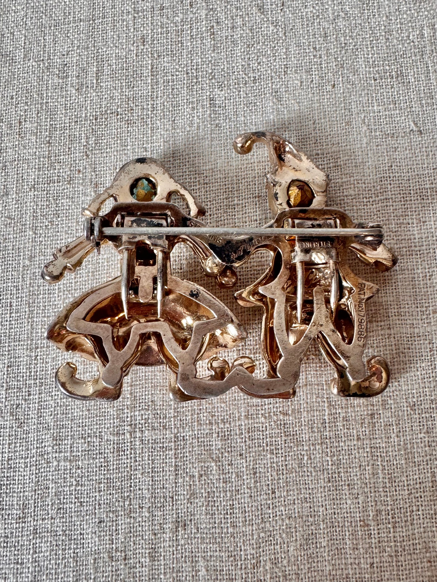 1947 Corocraft Sterling Dutch Couple Fur Clips and Brooch
