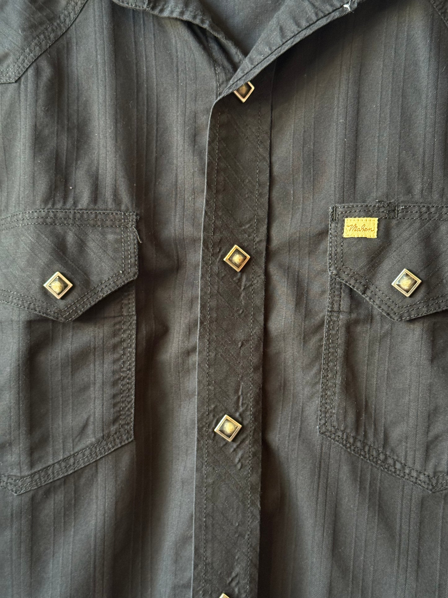 Black Western Style Snap-Up Larry Mahan Shirt