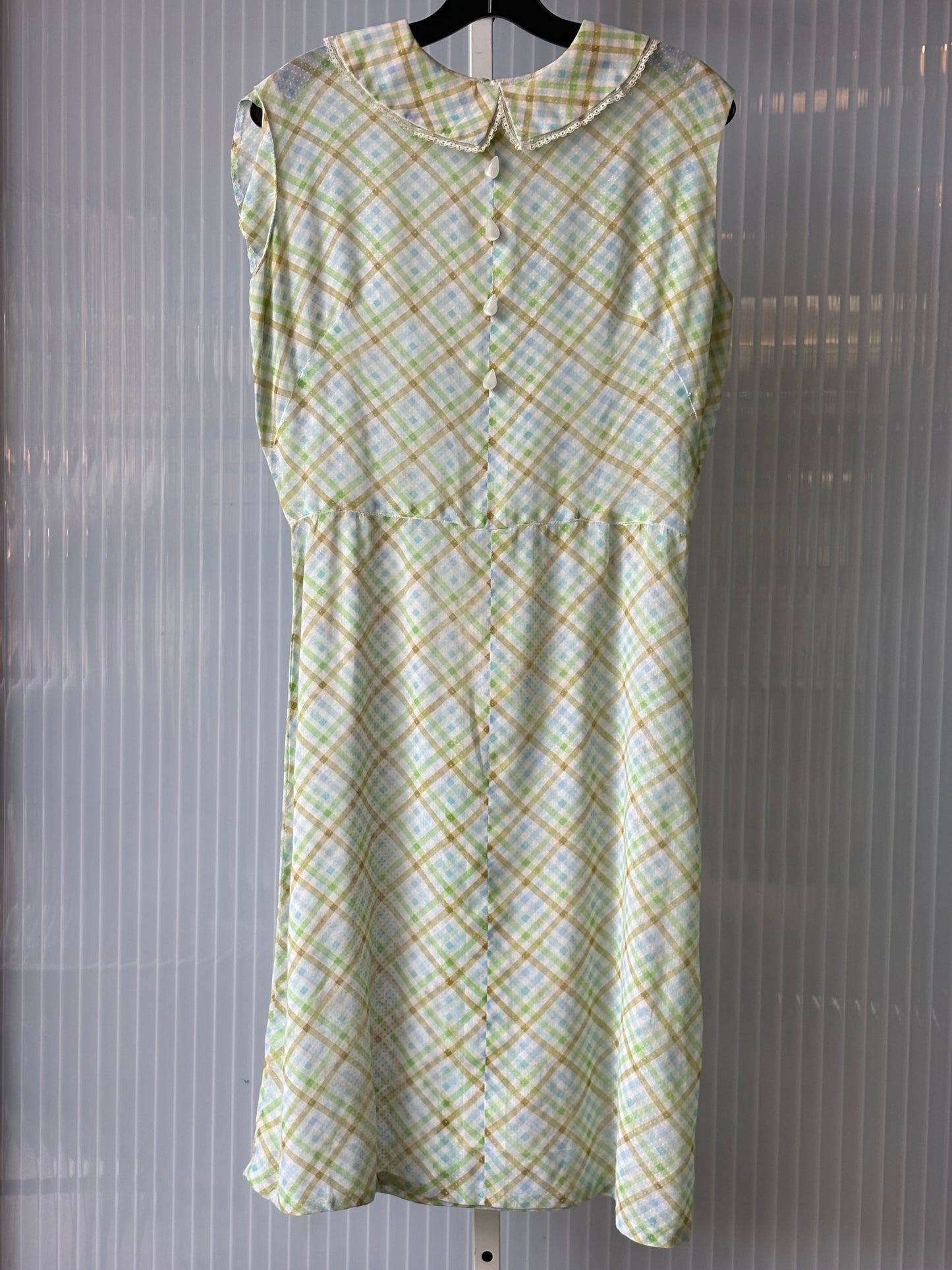 1950s/60s Green Checked Shirtwaist Dress