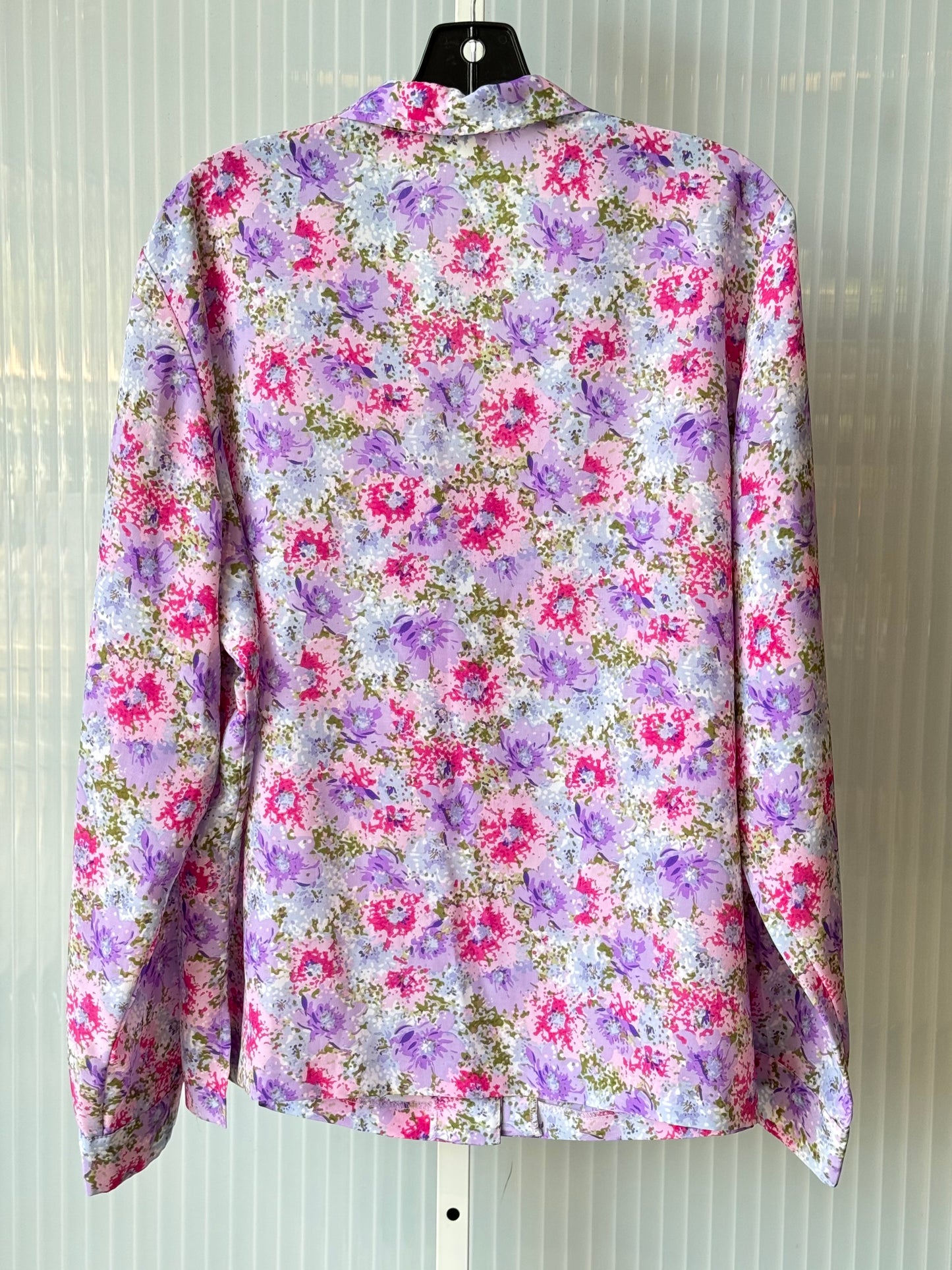 1980s Pastel Purple Floral Blouse