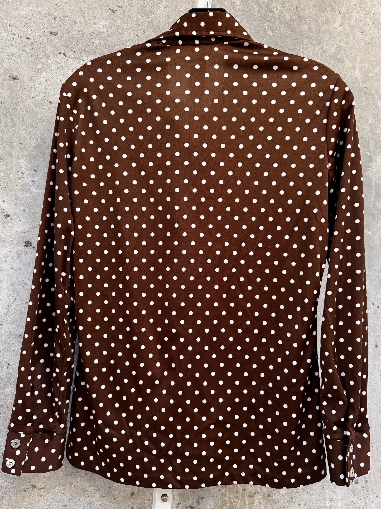 1970s Brown Polka Dot Pointed-Collar Blouse