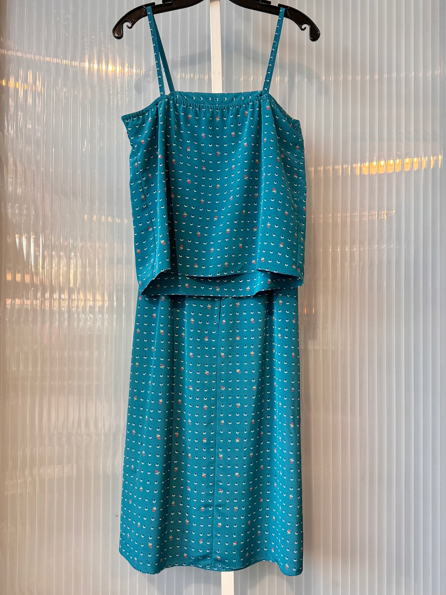 1980s Teal Patterned Skirt & Top Set