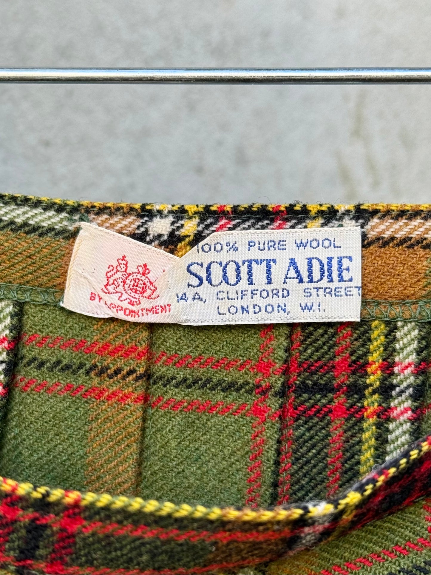 1960s Green Plaid Wool Kilt