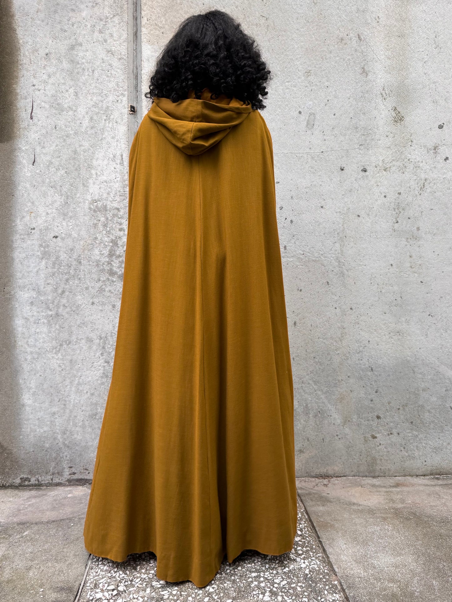 Khaki Brown Hooded Poncho