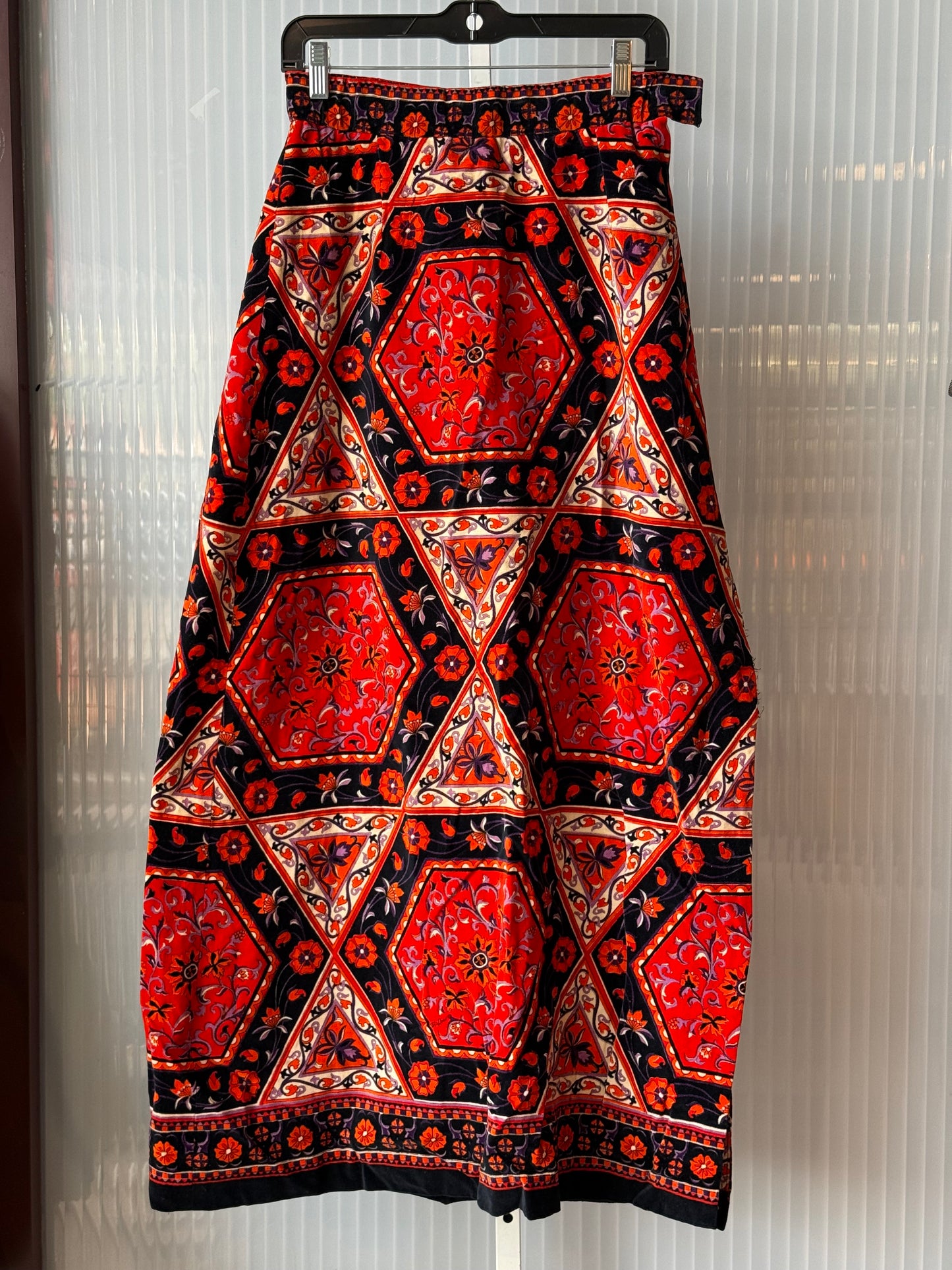 1970s Velvet Floral Maxi Skirt