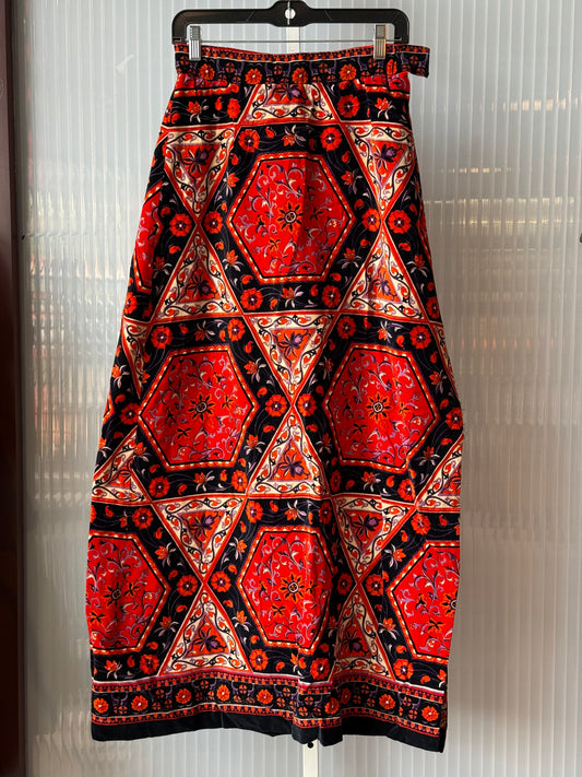 1970s Velvet Floral Maxi Skirt